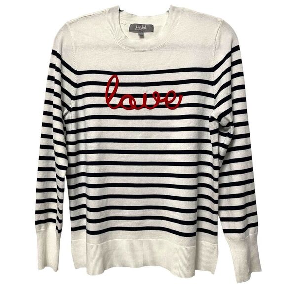 MARLED Nautical Striped Love Knit Sweater L - Picture 1 of 7